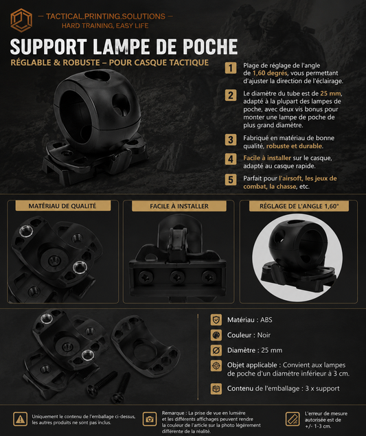 support lampe (25mm - type M600/M300) pour casque balistique